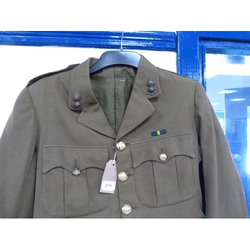 279 - British Army uniform, an olive green jacket having Gaunt of London Staybrite ROYAL ENGINEERS buttons... 