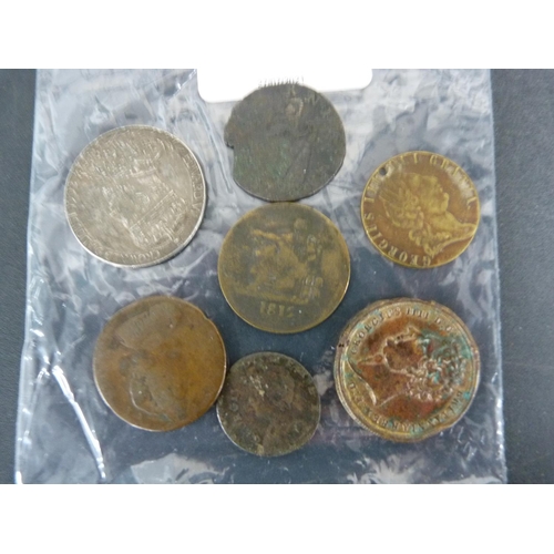 287 - Collection of Georgian coins to include gaming tokens, George II pennies and farthings and a King Ed... 