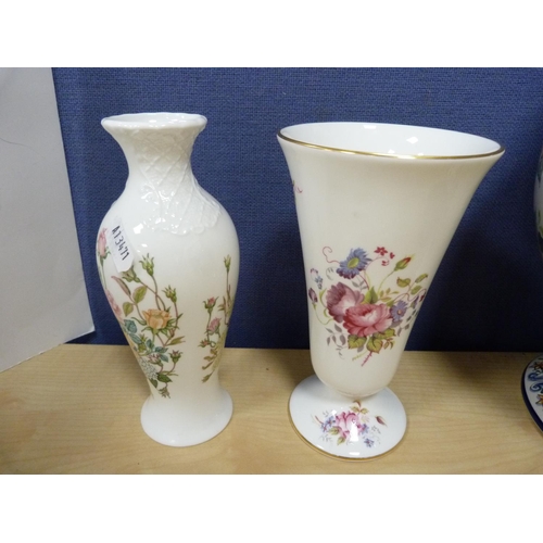 3 - Continental floral decorated jar and cover, two pieces of Carlton Ware Rouge Royale, two Coalport va... 