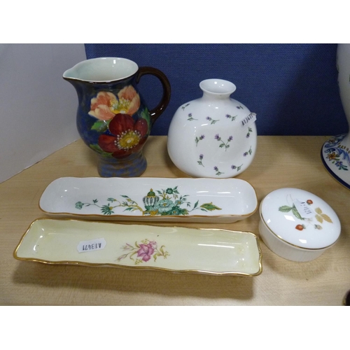 3 - Continental floral decorated jar and cover, two pieces of Carlton Ware Rouge Royale, two Coalport va... 