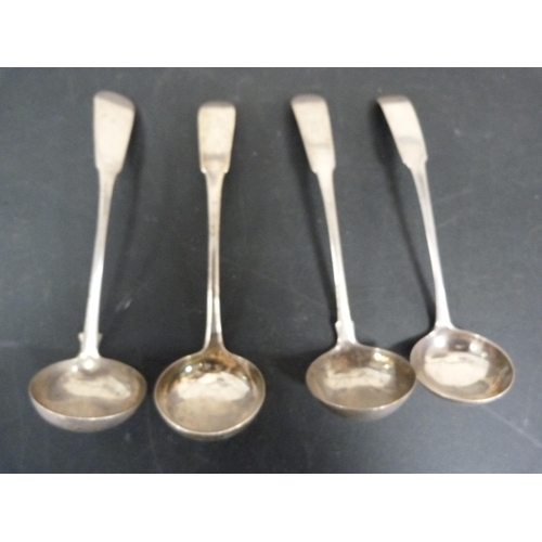 301 - Collection of Scottish silver sauce ladles including a Dundee Provincial ladle by Alexander Cameron,... 