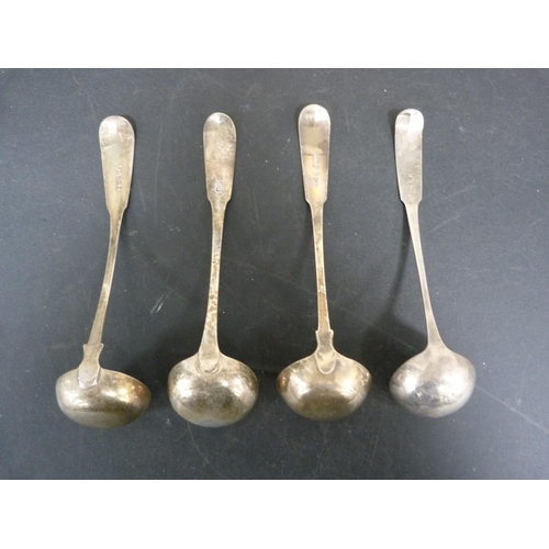 301 - Collection of Scottish silver sauce ladles including a Dundee Provincial ladle by Alexander Cameron,... 