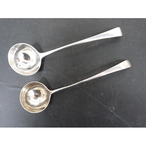 302 - Two Georgian silver sauce ladles, possibly Scottish Provincial, both by JE, 34g.  (2)