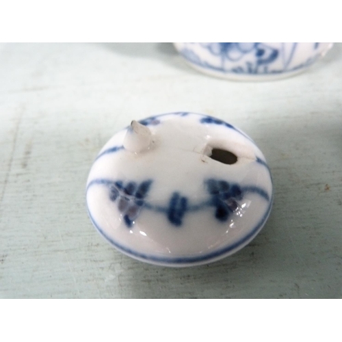 313 - Antique blue and white porcelain teapot, indistinctly marked to the base, with later Japanese dish.&... 