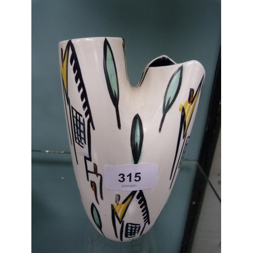 315 - Mid-century Beswick twin vase decorated with stylised buildings, #1457.