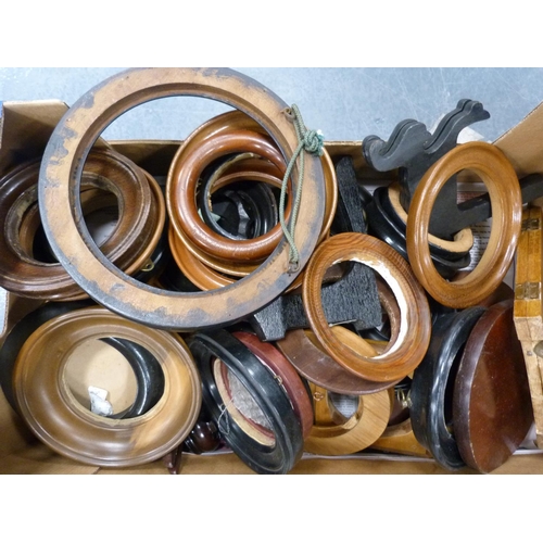 35 - Collection of circular frames, plate stands etc.