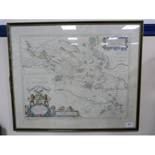 54 - AFTER JOHN BLAEU, map of Stirlingshire printed by John Bartholomew.