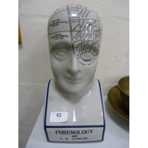 62 - Reproduction phrenology head.