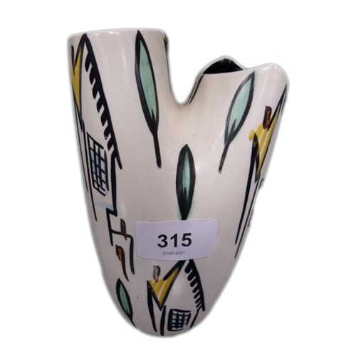 315 - Mid-century Beswick twin vase decorated with stylised buildings, #1457.