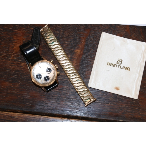 100A - Breitling wristwatch, the silvered dial with three subsidiary dials and tachymeter to the edge, 3.5c... 