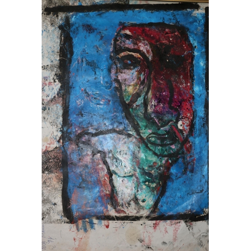 480 - PETER MANN, portrait of a gentleman, signed and dated '94, oil on paper, 60cm x 43cm.