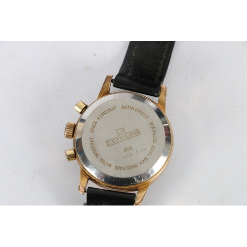 100A - Breitling wristwatch, the silvered dial with three subsidiary dials and tachymeter to the edge, 3.5c... 