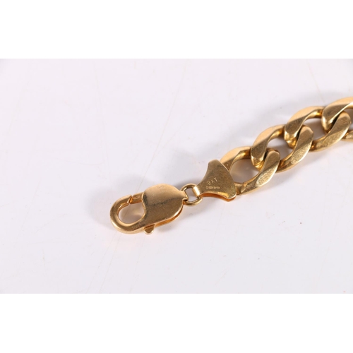 101 - Heavy 9ct gold flattened curb link bracelet by maker JJ, 39.3g