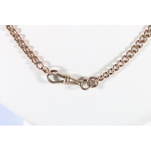 110 - 9ct rose gold flattened curb link watch guard 23.1g