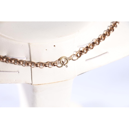 114 - 9ct rose gold ring link chain 19.3g