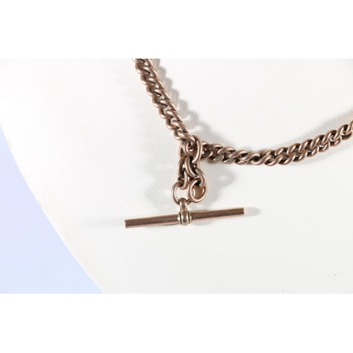 116 - 9ct rose gold curb link watch guard by maker JG&S 39.1g