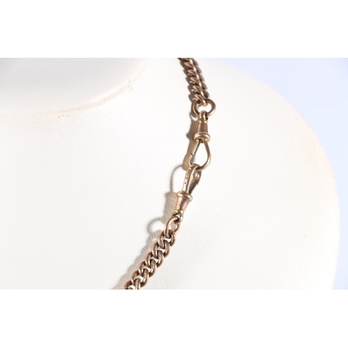 116 - 9ct rose gold curb link watch guard by maker JG&S 39.1g