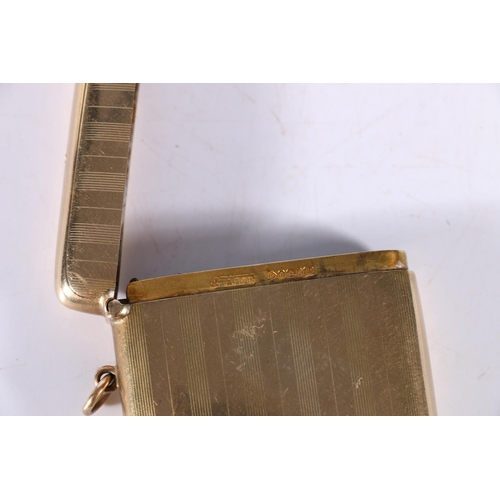 131 - 9ct yellow gold vesta case by TS&S LTD?, Chester, 1912, 29.2g gross