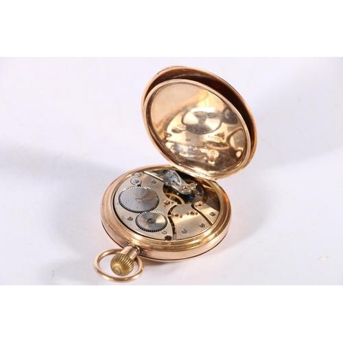 137 - 9ct gold cased full hunter keyless pocket watch, the white enamel dial with Roman Numerals and subsi... 