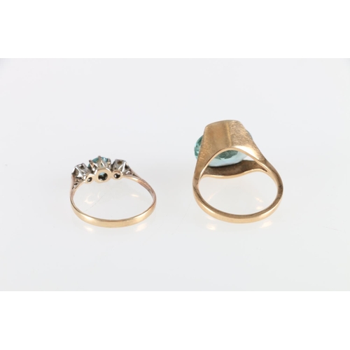 167 - 18ct gold ring with large aquamarine faceted stone, the shank of modernist design stamped 