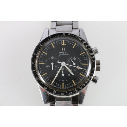 193 - Gents Omega Speedmaster Moon type stainless steel cased wristwatch, the black dial with three subsid... 