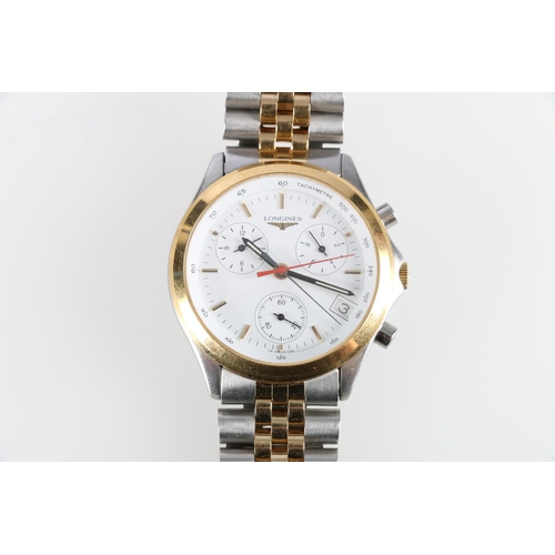 194 - Gents Longines Flagship stainless steel cased wrist watch, the white enamelled dial with baton chapt... 