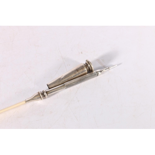 42 - Edward VII silver handled paper knife with concealed propelling pencil by Sampson Mordan and Co, Lon... 