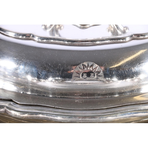 77 - Elkington and Co of Birmingham silver plated ashet with piecrust edge and four similar entree dishes... 