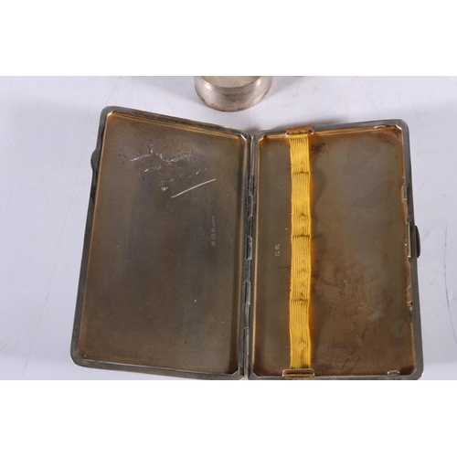 81 - Art Deco style silver cigarette case by Joseph Gloster Ltd Birmingham 1942, a pair of square silver ... 