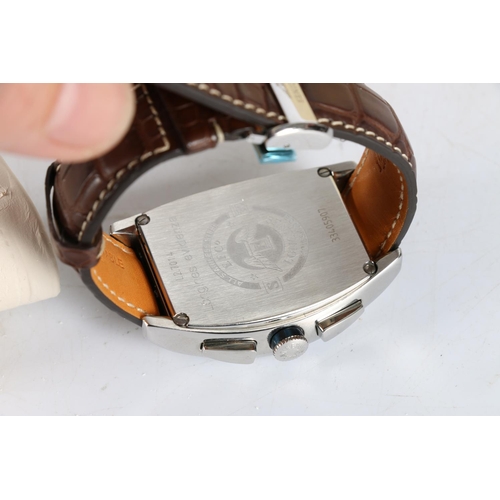85 - Longines Evidenza Chronograph Calendar automatic stainless steel gentleman's wristwatch with brown l... 