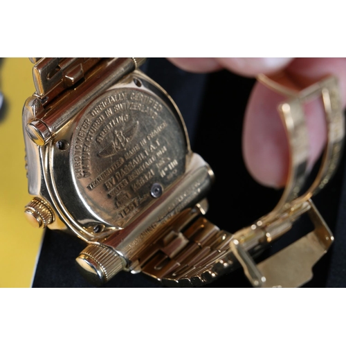 89 - Breitling Emergency wristwatch, K56321, the black dial having two digital displays, rotating 18k yel... 