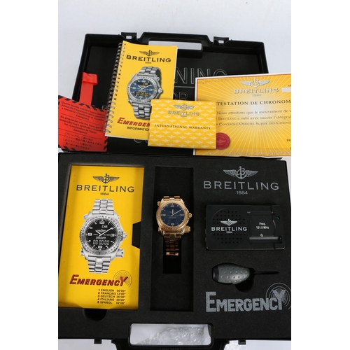 89 - Breitling Emergency wristwatch, K56321, the black dial having two digital displays, rotating 18k yel... 
