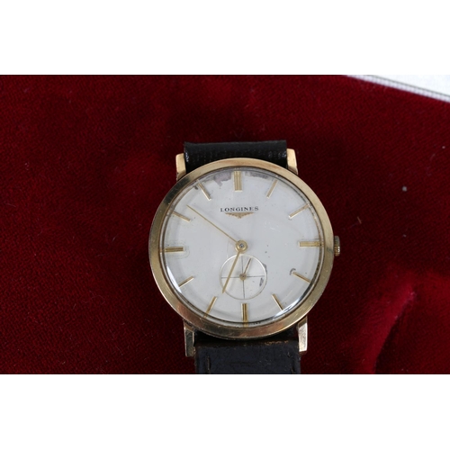 94 - Gents 9ct gold Longines wristwatch, (Cal 19.5), subsidiary dial, applied baton markers and replaceme... 