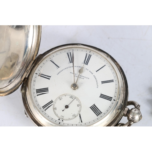 98 - Antique silver pocketwatch, maker John Forrest of London, Chester 1900, with silver watch guard.