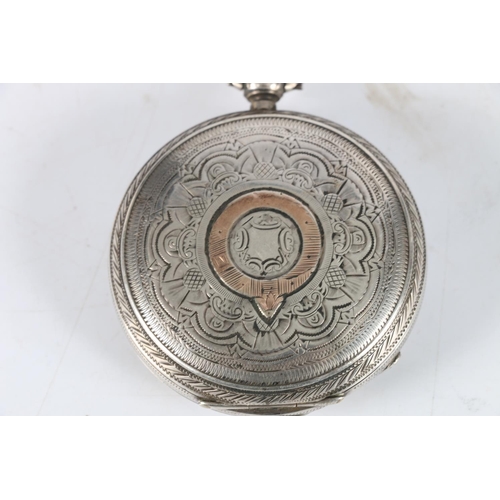 98 - Antique silver pocketwatch, maker John Forrest of London, Chester 1900, with silver watch guard.
