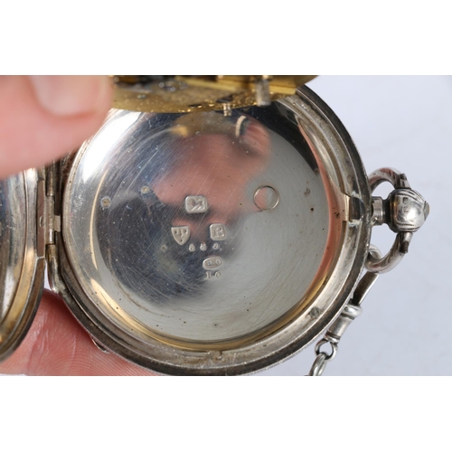 98 - Antique silver pocketwatch, maker John Forrest of London, Chester 1900, with silver watch guard.