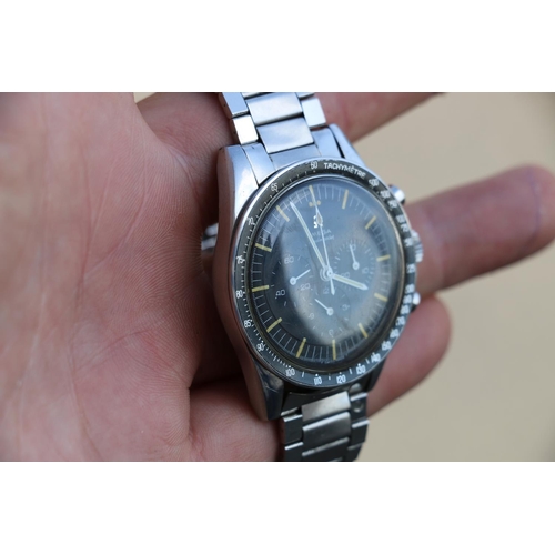 193 - Gents Omega Speedmaster Moon type stainless steel cased wristwatch, the black dial with three subsid... 