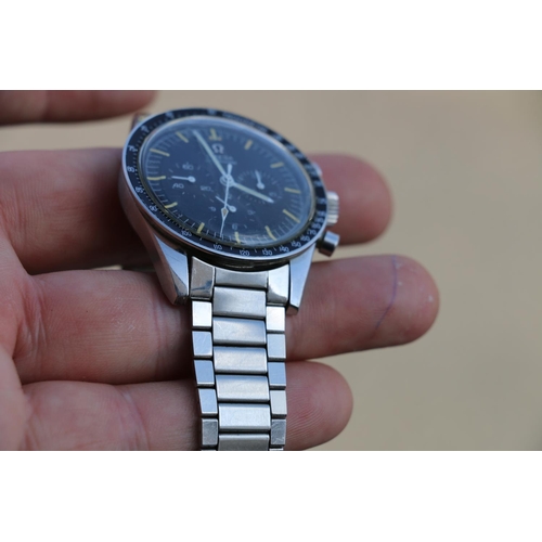 193 - Gents Omega Speedmaster Moon type stainless steel cased wristwatch, the black dial with three subsid... 