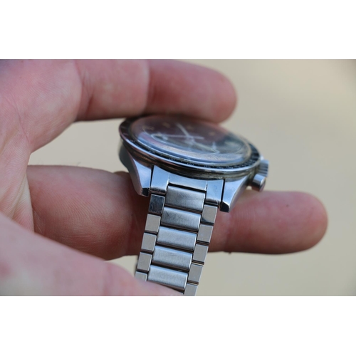 193 - Gents Omega Speedmaster Moon type stainless steel cased wristwatch, the black dial with three subsid... 