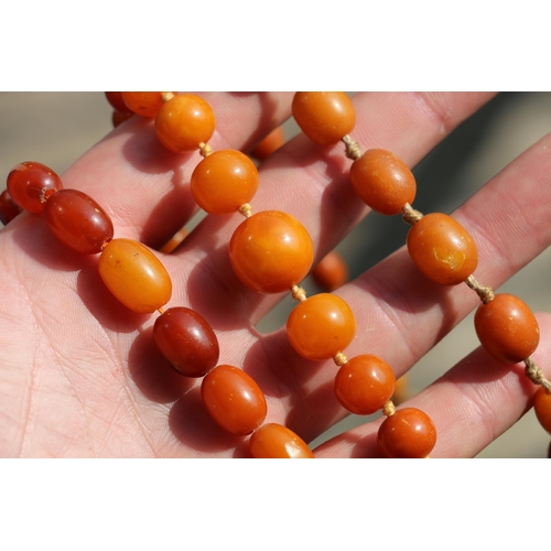 150B - Three strands of amber style beads, 66g gross