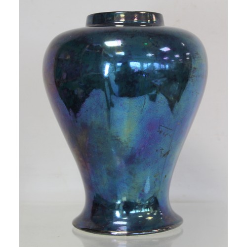 245 - Art pottery vase of baluster form with blue lustre glaze, numbered S.5 24.L otherwise unmarked, 21cm... 