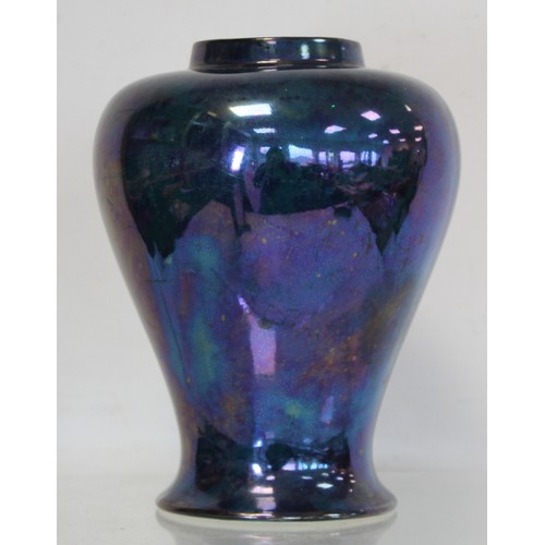 245 - Art pottery vase of baluster form with blue lustre glaze, numbered S.5 24.L otherwise unmarked, 21cm... 