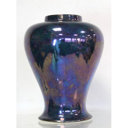 245 - Art pottery vase of baluster form with blue lustre glaze, numbered S.5 24.L otherwise unmarked, 21cm... 