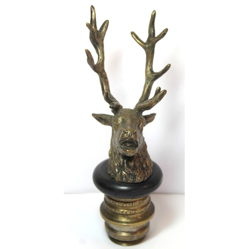 249 - Early 20th century radiator brass car mascot in the form of a stag's head in the manner of Lejeune, ... 