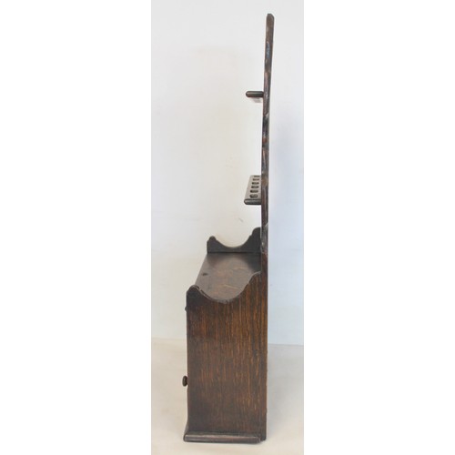 209 - Georgian oak spoon rack, the fret cut back with two racks with rectangular base comprising a box wit... 