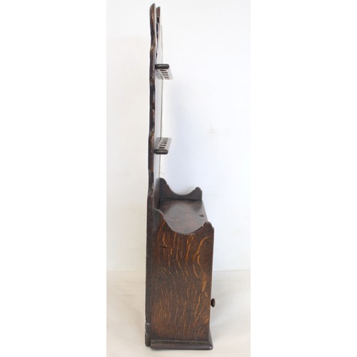 209 - Georgian oak spoon rack, the fret cut back with two racks with rectangular base comprising a box wit... 