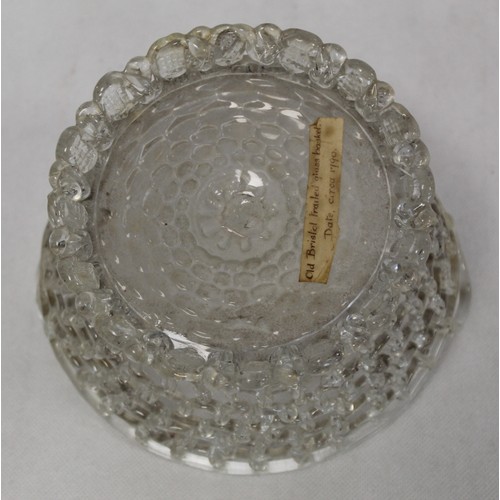 223 - 18th century Bristol or Liege glass 'traforato' basket of twin handled circular form with domed circ... 