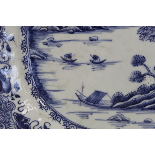 226 - 18th century Chinese blue and white porcelain ashet of octagonal form with central landscape panel s... 