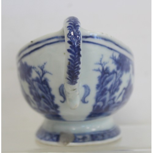 227 - Six pieces of 18th/19th century Chinese blue and white porcelain, comprising: sauce boat decorated w... 