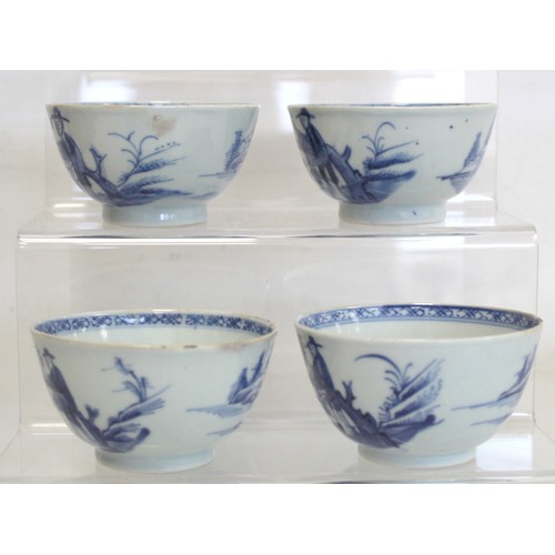 227 - Six pieces of 18th/19th century Chinese blue and white porcelain, comprising: sauce boat decorated w... 